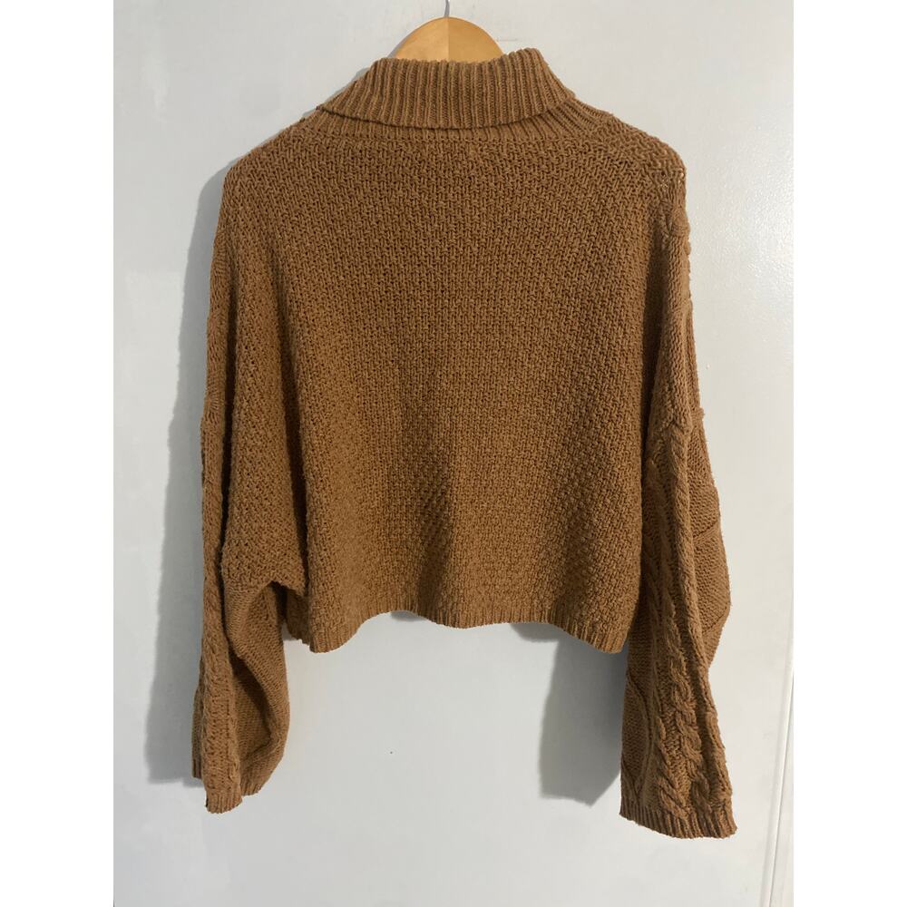 Revolve Line & Dot turtleneck sweater women S brown cable knit oversized boxy - Picture 4 of 6